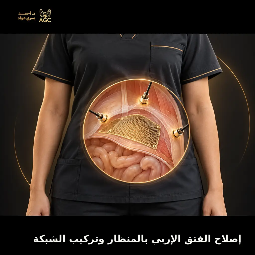 إصلاح الفتق الإربي بالمنظار وتركيب الشبكة